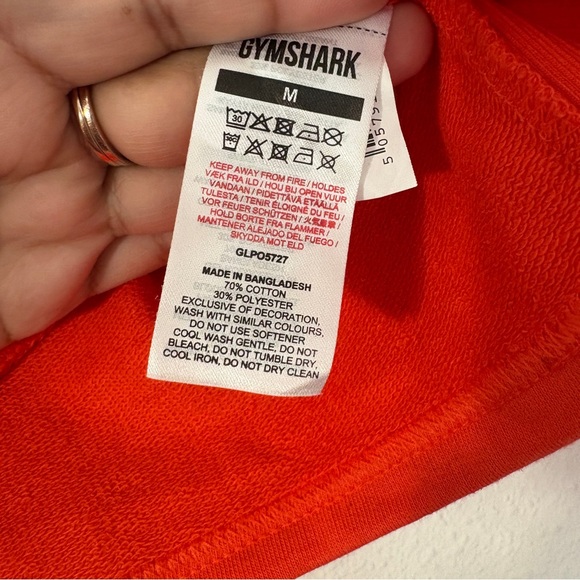 Gymshark Apollo Graphic Cropped Long Sleeve Sweatshirt Orange Size Medium - Picture 5 of 8